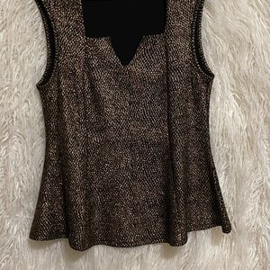 Gold and Black Peplum Top